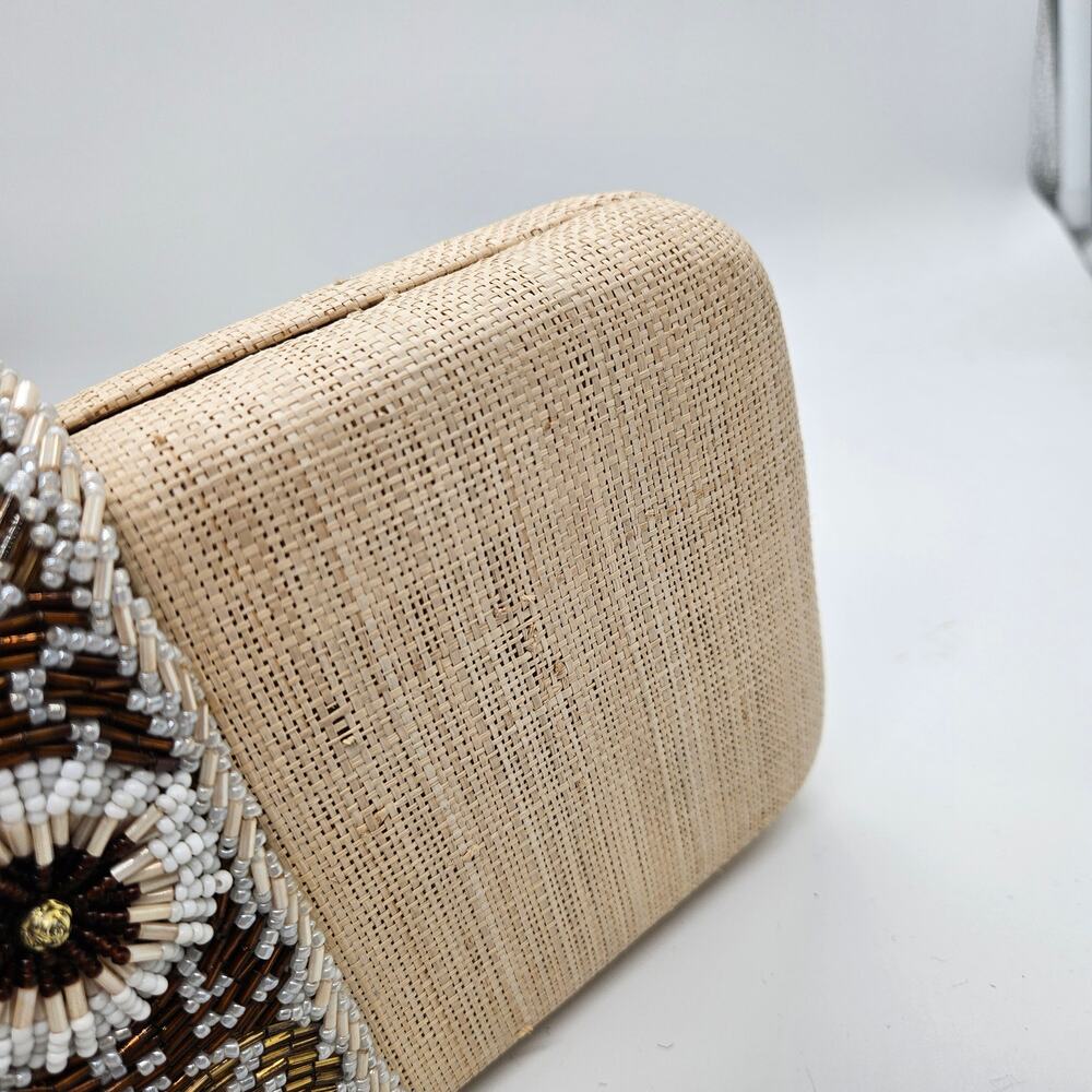 Flora Bella Clutch Straw Beaded Nwt bag handbag - Picture 3 of 11
